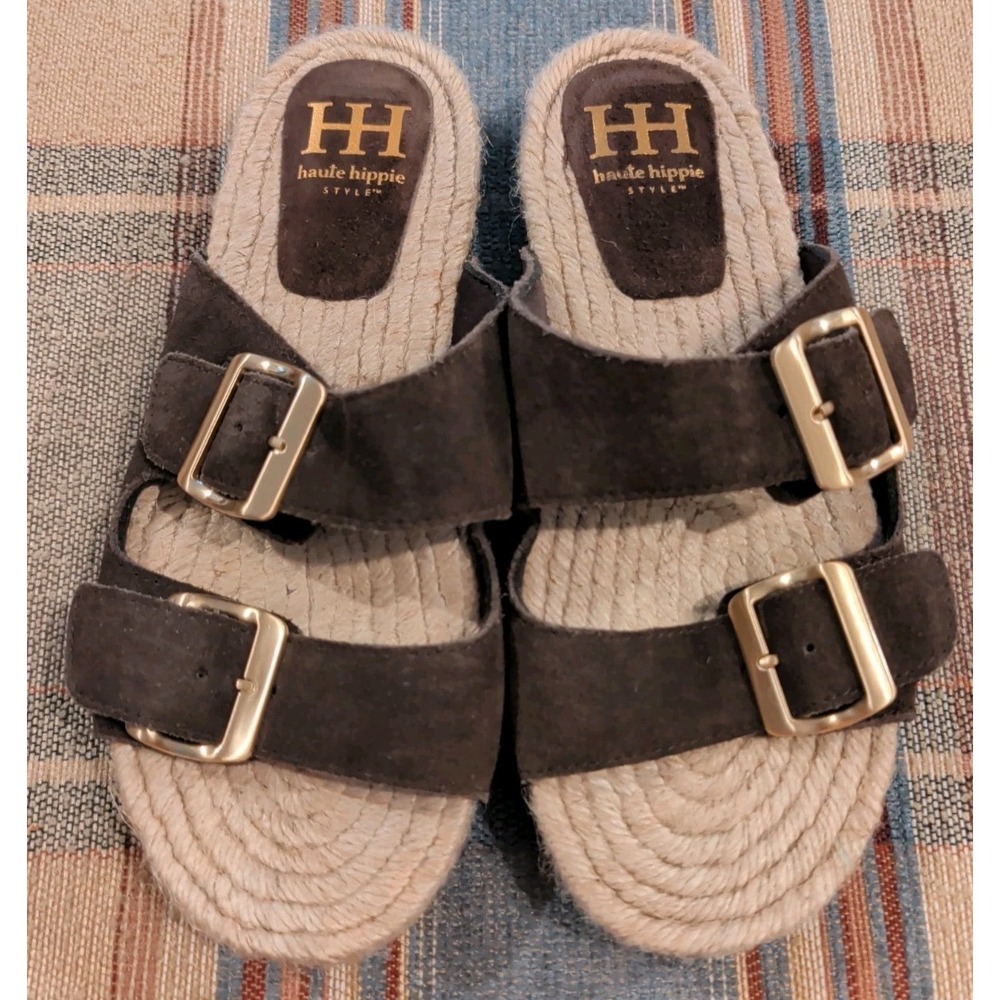 Haute Hippie Chocolate Brown Suede Nikki Sandals Size 9M Hippie Boho